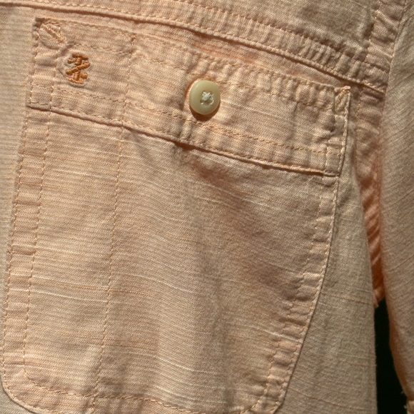 Mens Izod Saltwater peach short sleeved button down cotton shirt size S - Picture 4 of 9